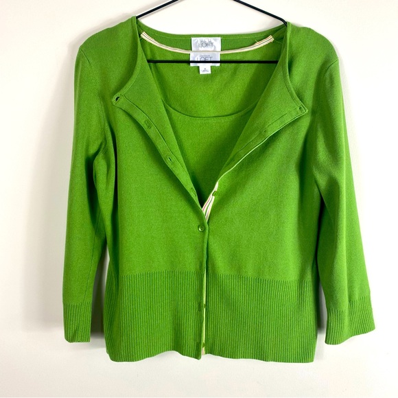 Loft Green Cardigan and Knit Tank TwinSet - Picture 2 of 8